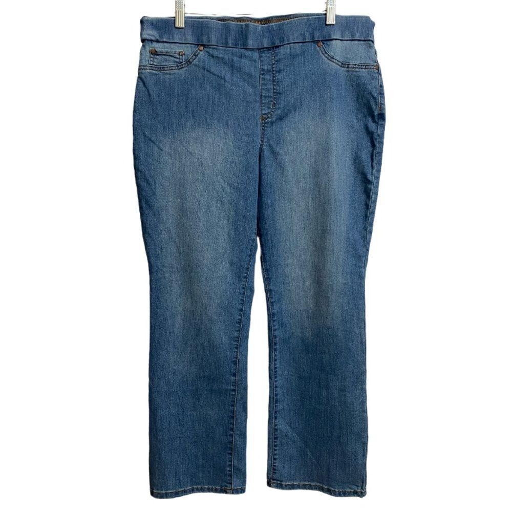 Kim Rogers Women's Tummy Control Pull On Jeans Size 18S Straight Medium Wash